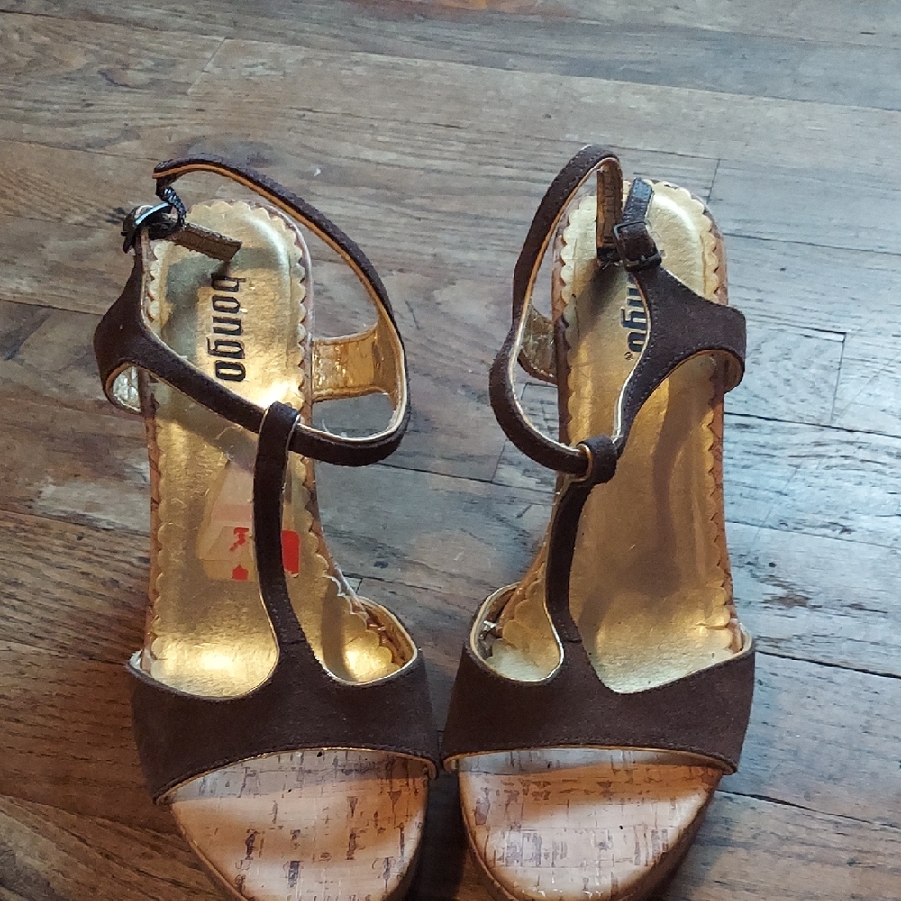 4 For $12 BONGO Brown Heels with T-Strap Design